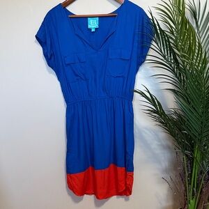 Escapada Blue and Red Mini Dress